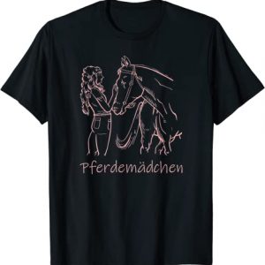 Pferdemädchen Pferd Zeichnung Shirt