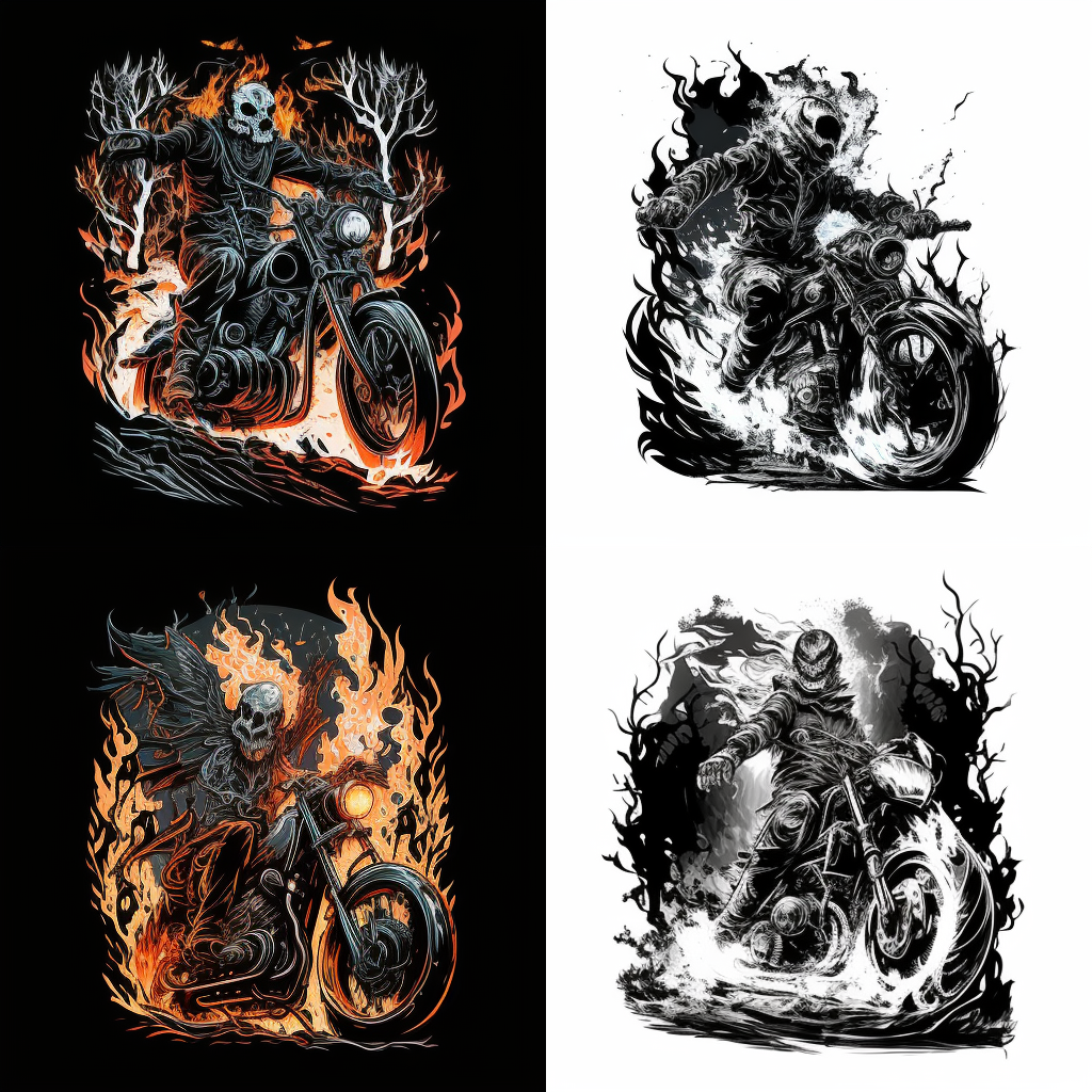 Metal Biker mit Feuer und totenschädel