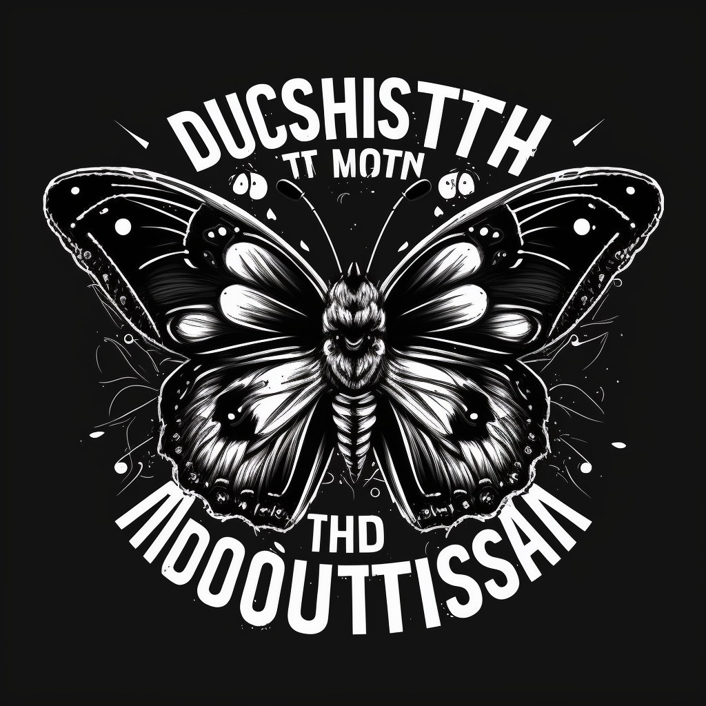 "Don't Mess With The Antisocial Butterfly" - Bold, Confident, Dark lighting T-shirt design graphic, vector, contour, white background