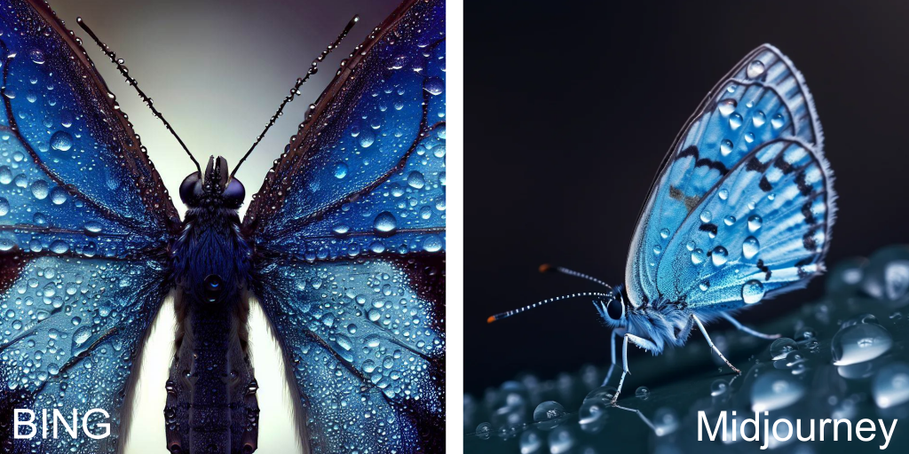 a photograph of a blue butterfly, Macrophotography, Award winning Photo, Sony Camera 50mm f1.4, macro objective, water drops on the wings, perfect studio light