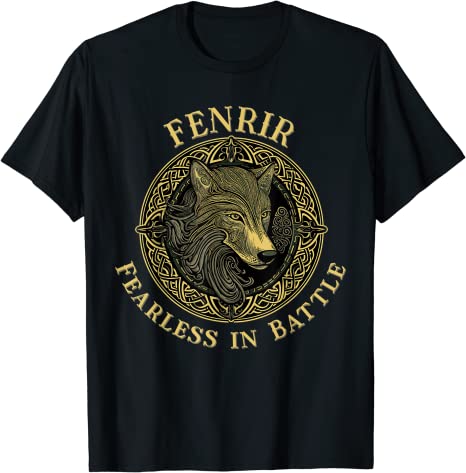 Fenrir - Fenriswolf - Fearless in Battle Wikinger Design T-Shirt