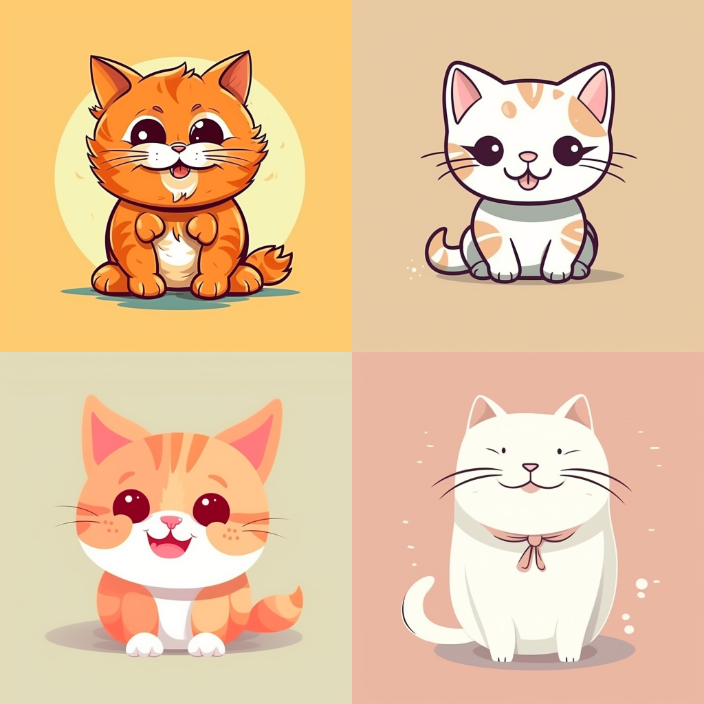 /imagine  prompt:vector illustration, cute cat smiling at camera, cartoon