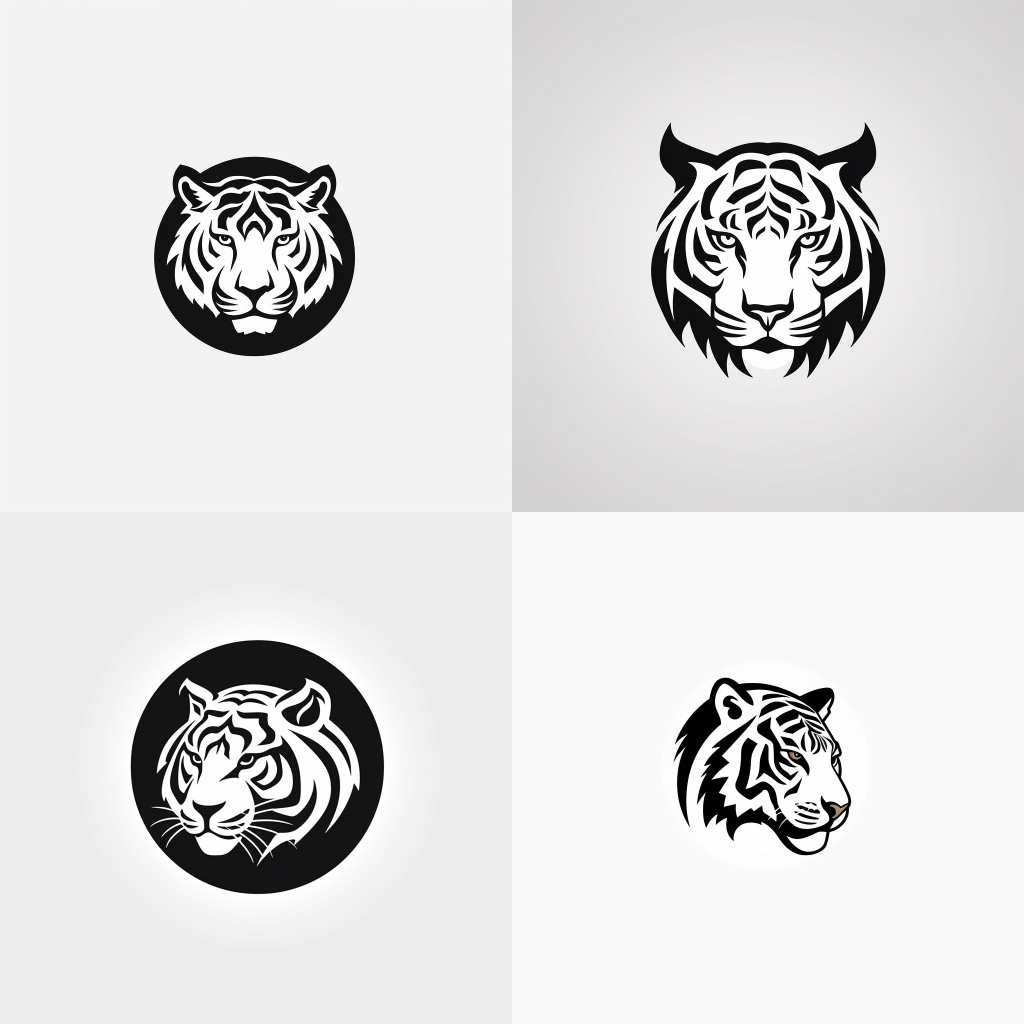 /imagine  prompt:tiger, simplistic logo. illustrated logo. white background, black color logo