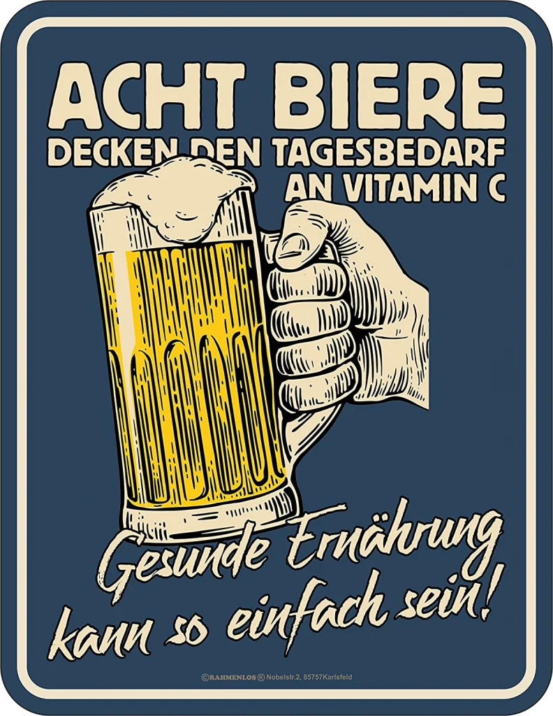 Acht Bier decken den Tagesbedarf an Vitamin C - Witziger Spruch